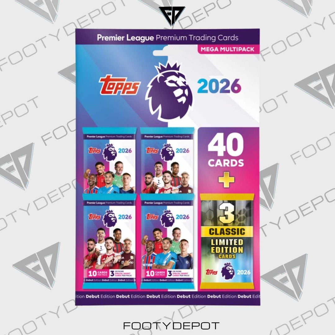 2025-26 TOPPS PREMIER LEAGUE DEBUT EDITION CARDS – MEGA MULTIPACK (40 CARDS + 3 LE)
