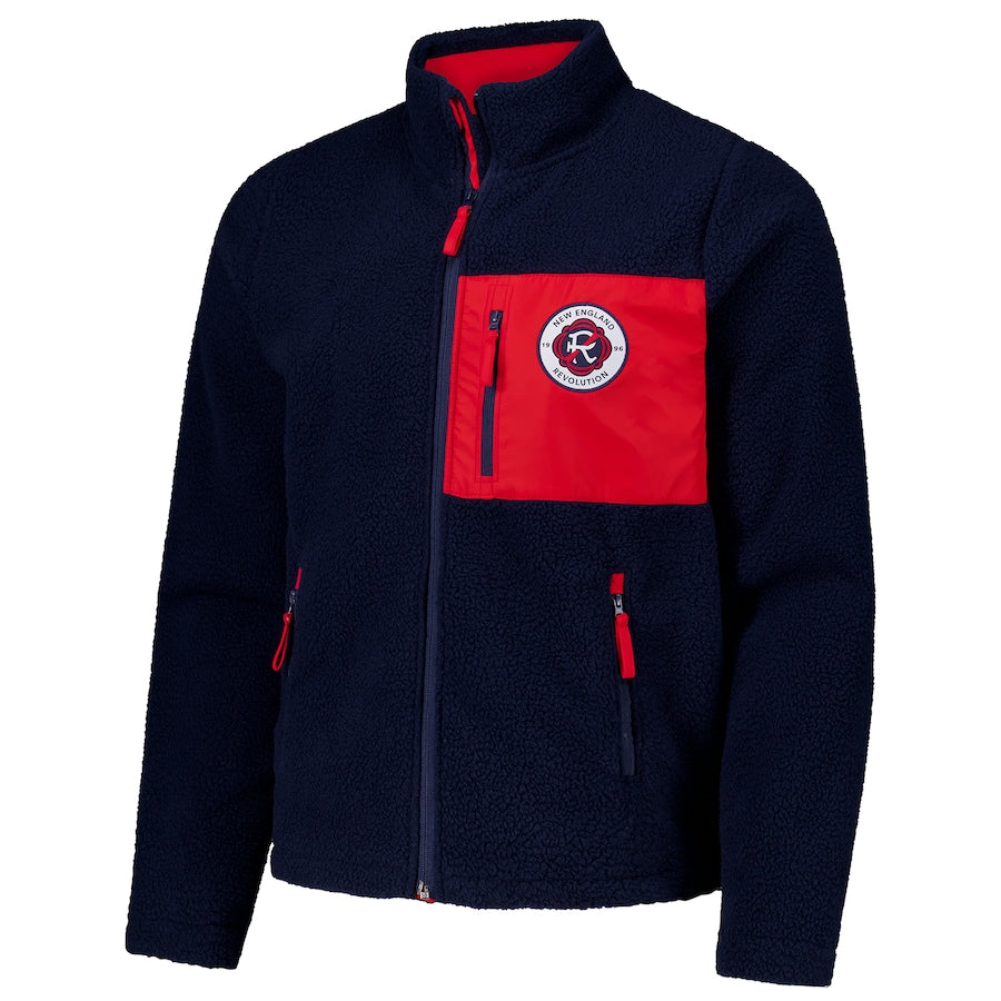 MENS NEW ENGLAND REVOLUTION NAVY PILE FULL-ZIP JACKET