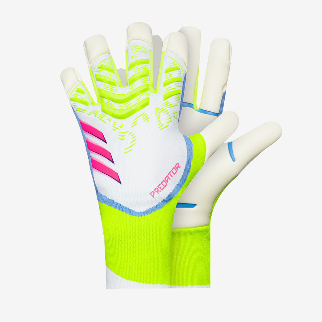 adidas PREDATOR PRO GOALKEEPER GLOVES - White/Lucid Lemon
