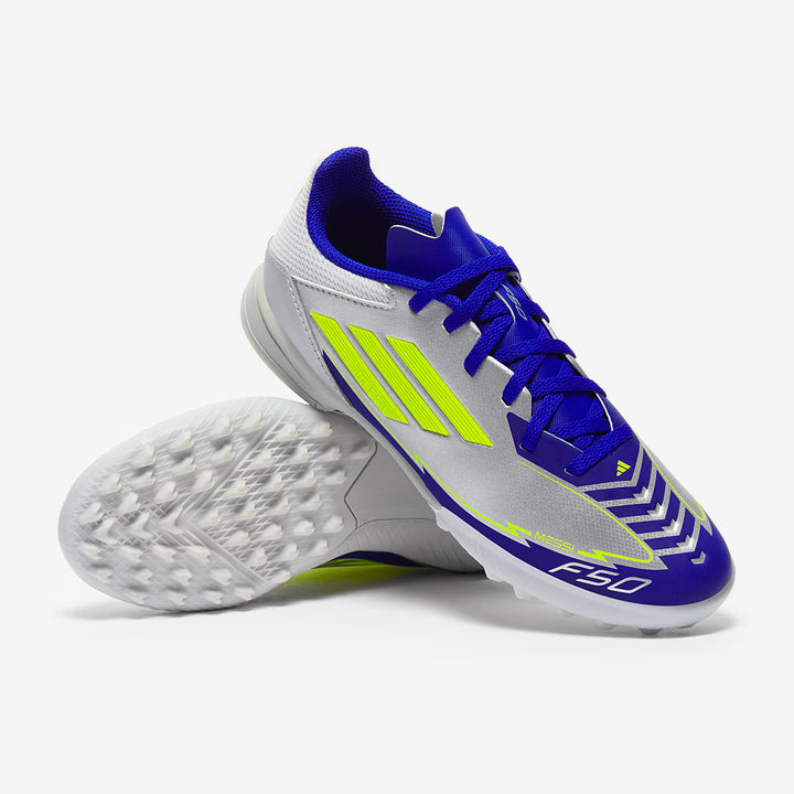 ADIDAS F50 LEAGUE MESSI TF 'SILVER METALLIC/ SOLAR YELLOW'