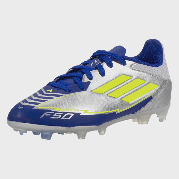 ADIDAS F50 LEAGUE MESSI FG/MG J ' SILVER METALLIC/ SOLAR YELLOW