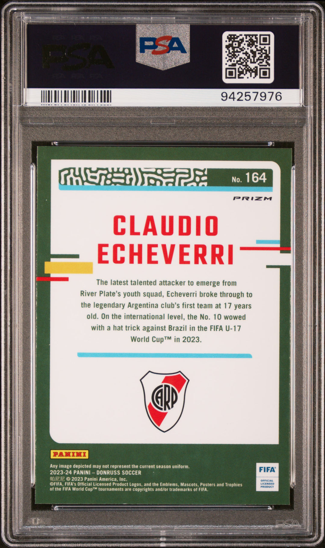 2023-24 PANINI DONRUSS FIFA #164 CLAUDIO ECHEVERRI OPTIC-HOLO - PSA 9