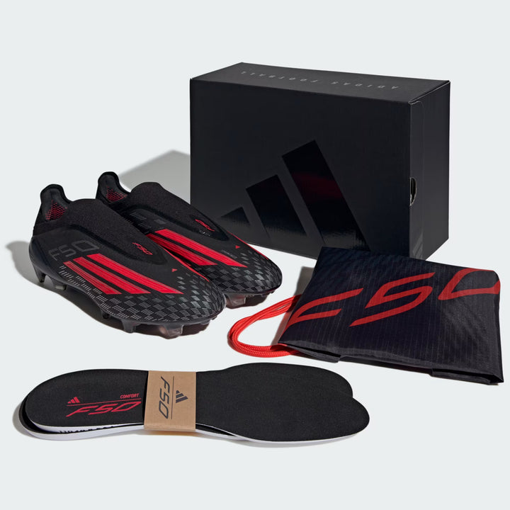 F50 ELITE LACELESS FG - Core Black/ Lucid Red