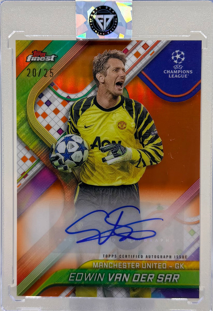 2024-2025 TOPPS FINEST EDWIN VAN DE SAR ORANGE AUTO #/25