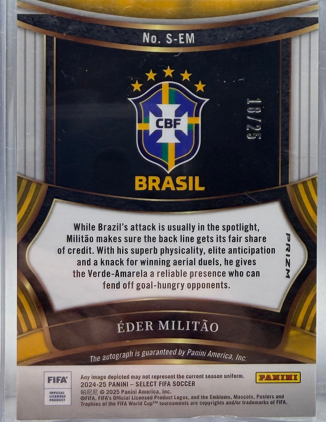 2024-25 PANINI SELECT FIFA SIGNATURES EDER MILITAO TIE-DYE PRIZM #/25