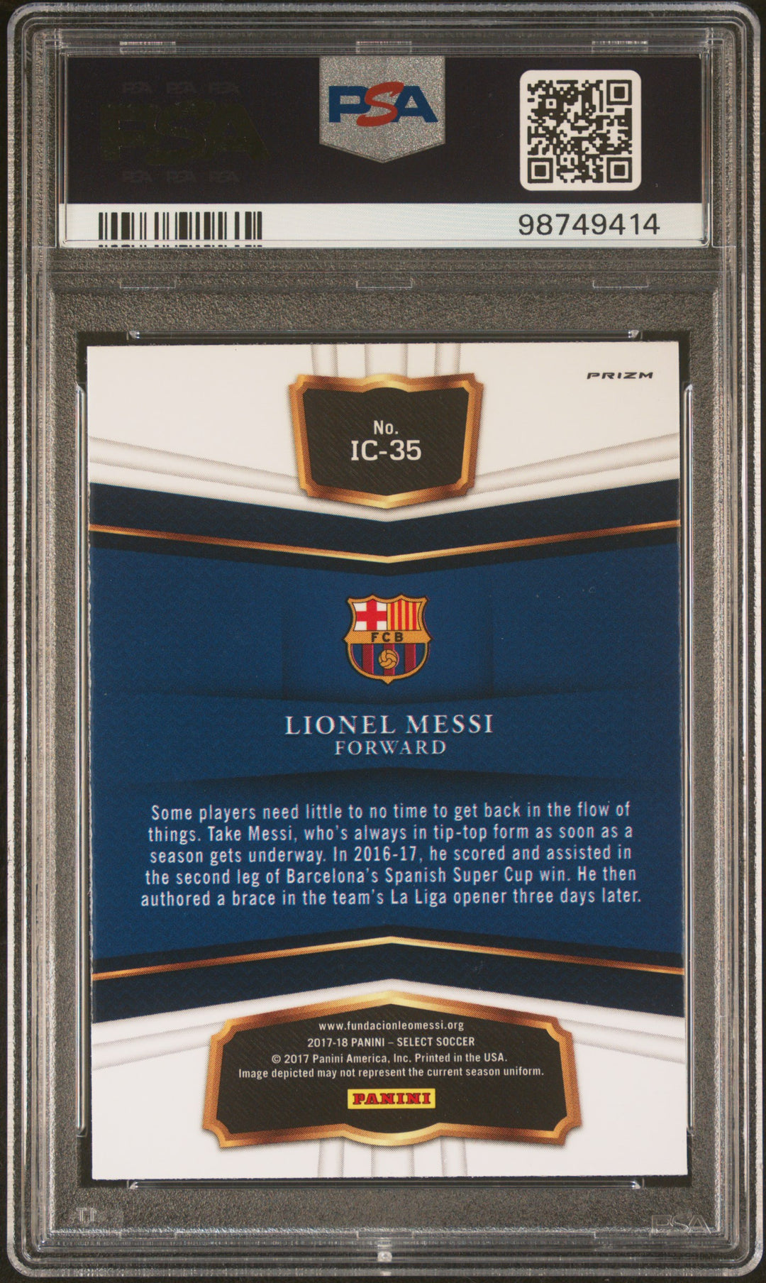 2017 PANINI SELECT IN THE CLUTCH #IC-35 LIONEL MESSI IN THE CLUTCH