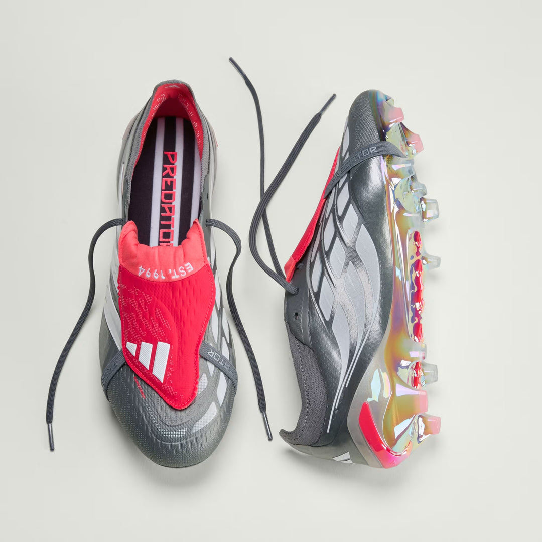PREDATOR ELITE FT FIRM GROUND - Iron Metallic/ Lucid Red