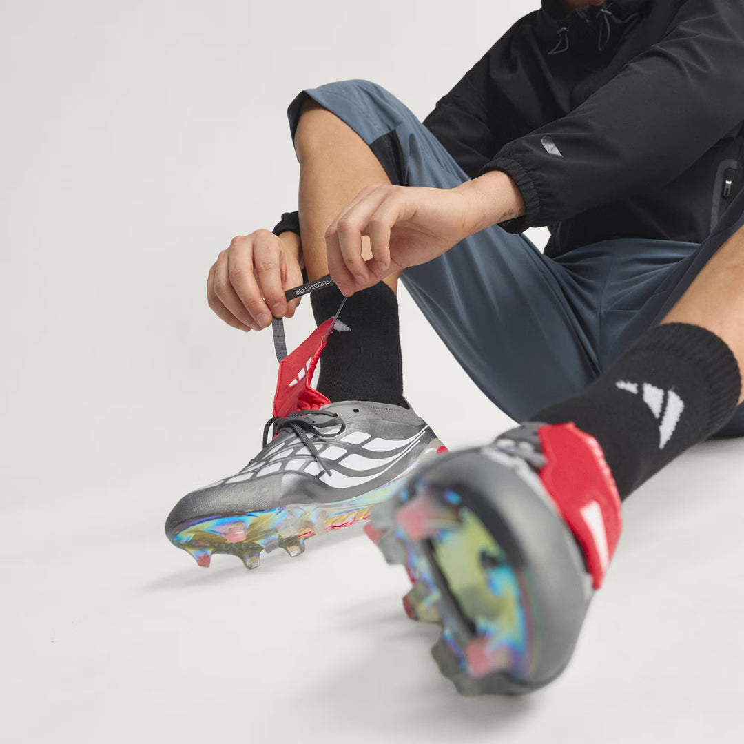 PREDATOR ELITE FT FIRM GROUND - Iron Metallic/ Lucid Red