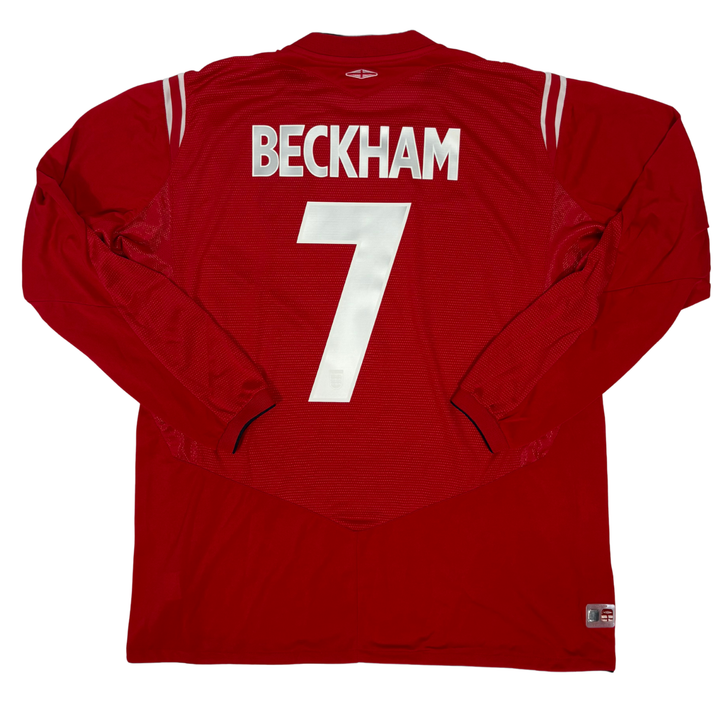 2004-2006 ENGLAND AWAY L/S SHIRT BECKHAM #7 - (XL)