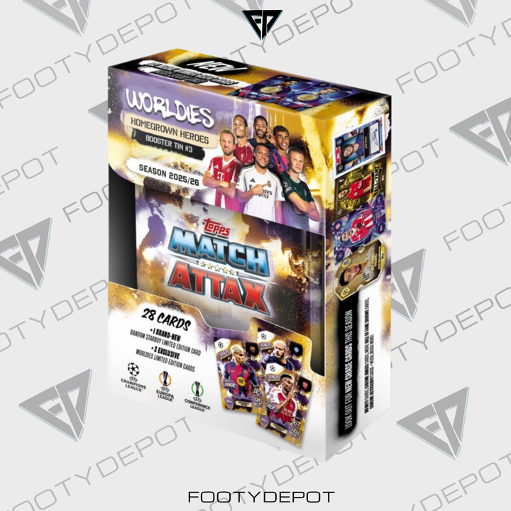 2025-26 TOPPS MATCH ATTAX UEFA CHAMPIONS LEAGUE CARDS – MINI TIN (32 CARDS + 3 LE)