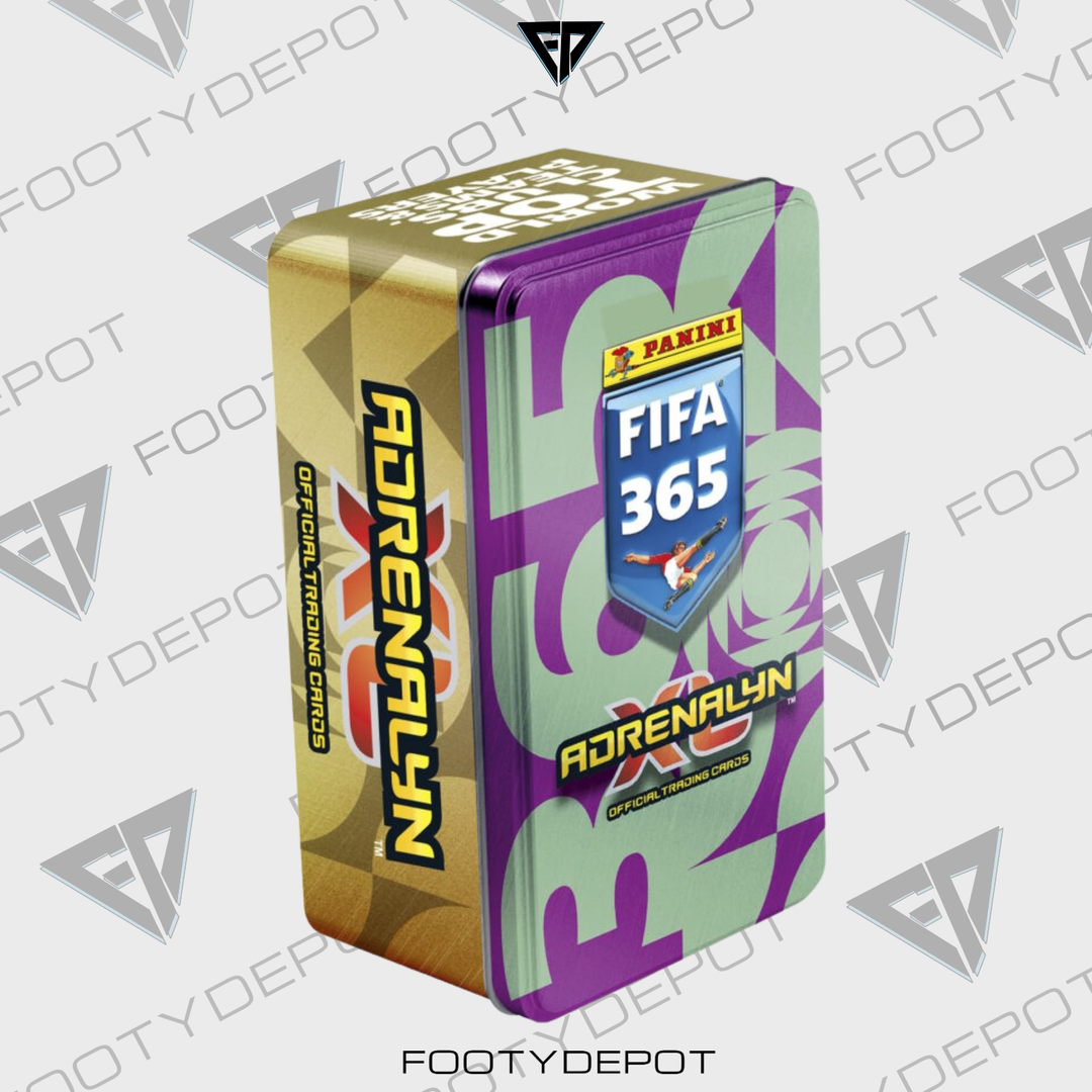 2025-26 PANINI ADRENALYN XL FIFA 365 CARDS - MEGA TIN (42 CARDS + 2 LE & 1 GOLDEN BALLER)