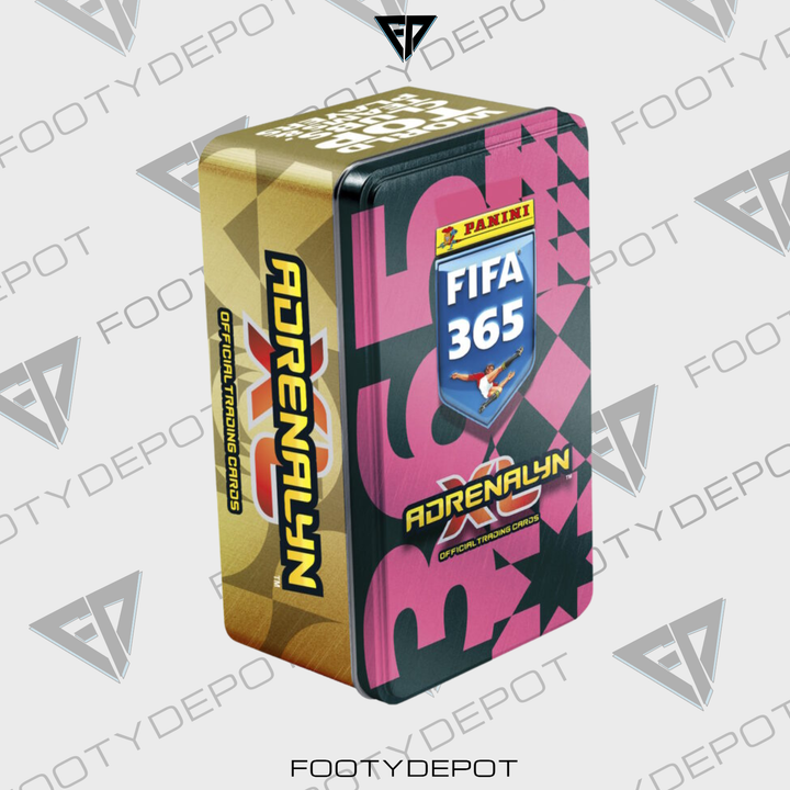 2025-26 PANINI ADRENALYN XL FIFA 365 CARDS - MEGA TIN (42 CARDS + 2 LE & 1 GOLDEN BALLER)