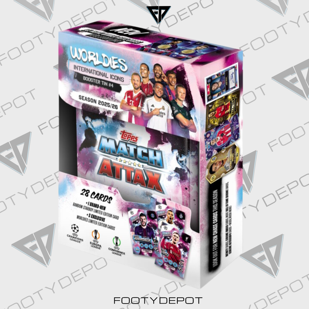 2025-26 TOPPS MATCH ATTAX UEFA CHAMPIONS LEAGUE CARDS – MINI TIN (32 CARDS + 3 LE)