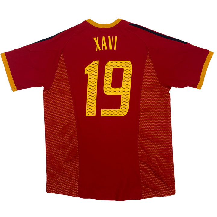 2002 SPAIN HOME WORLD CUP SHIRT XAVI #19 - (L)