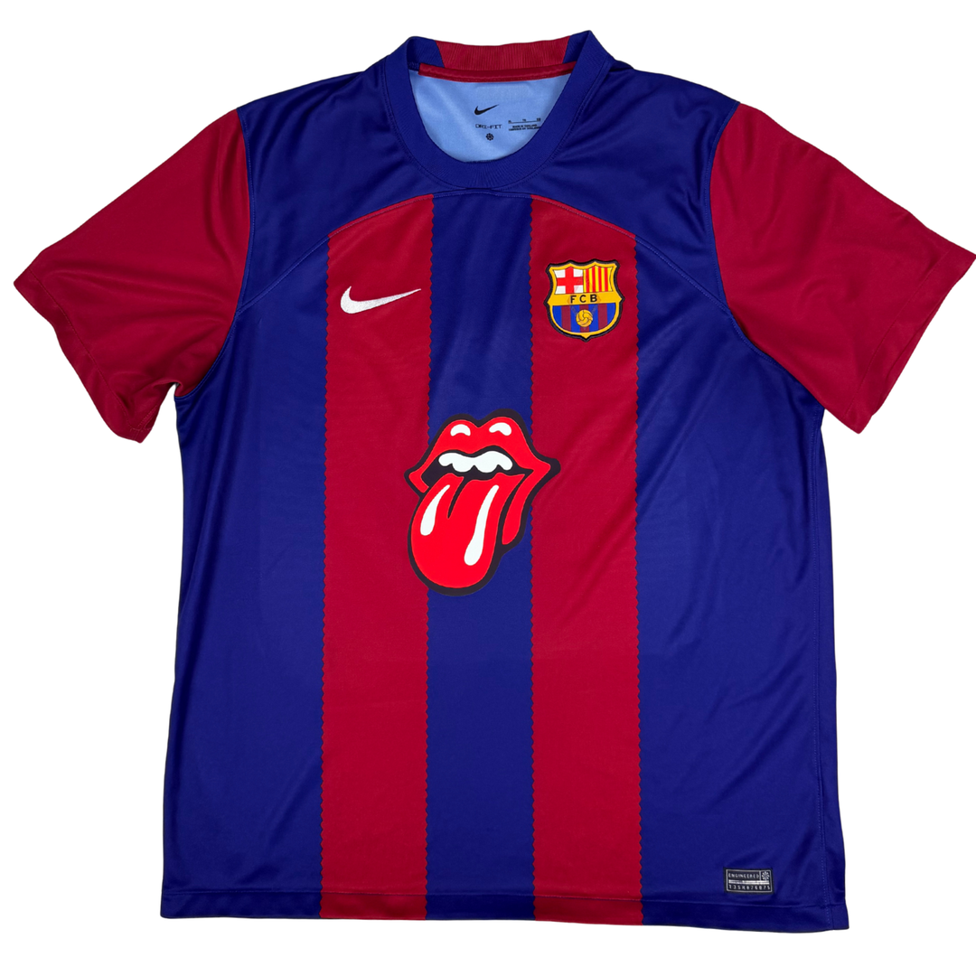2023-2024 FC BARCELONA x THE ROLLING STONES HOME SHIRT PEDRI #8 - (XL)