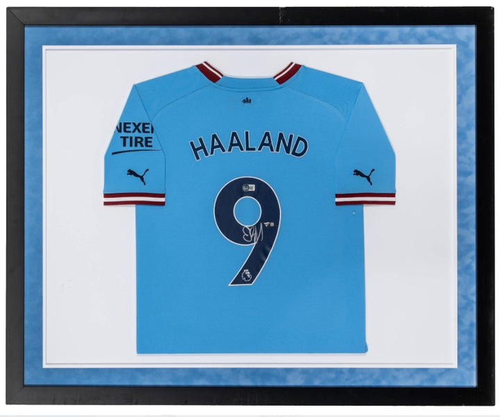 Erling Haaland Signed, Framed Manchester City Jersey - 40.75 x 32.75 - Fanatics LOA, Beckett