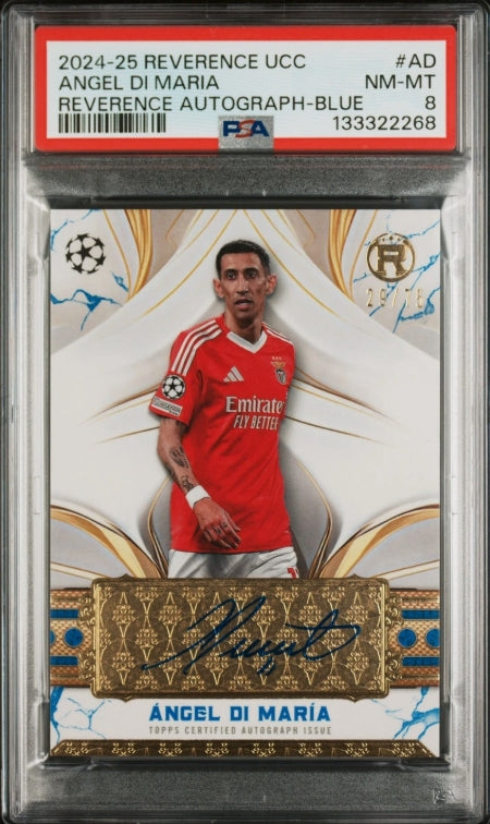 2024-25 TOPPS REVERANCE UCC DI MARIA AUTO #/75 PSA 8