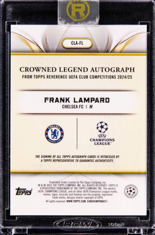 2025 TOPPS REVERANCE UEFA CC FRANK LAMPARD CROWNED LEGEND ENCASED AUTO #/75