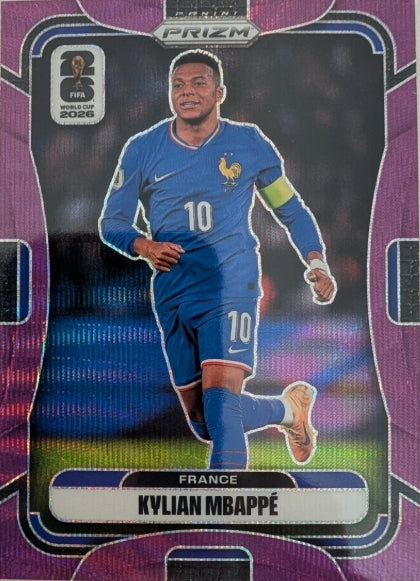 2026 PRIZM FIFA WORLD CUP KYLIAN MBAPPE PURPLE WAVE RERACTOR SP #/95