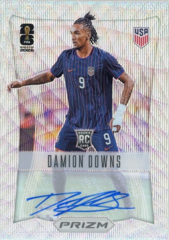 2026 PANINI FIFA WORLD CUP DAMION DOWNS RC AUTO SILVER WAVE PRIZM