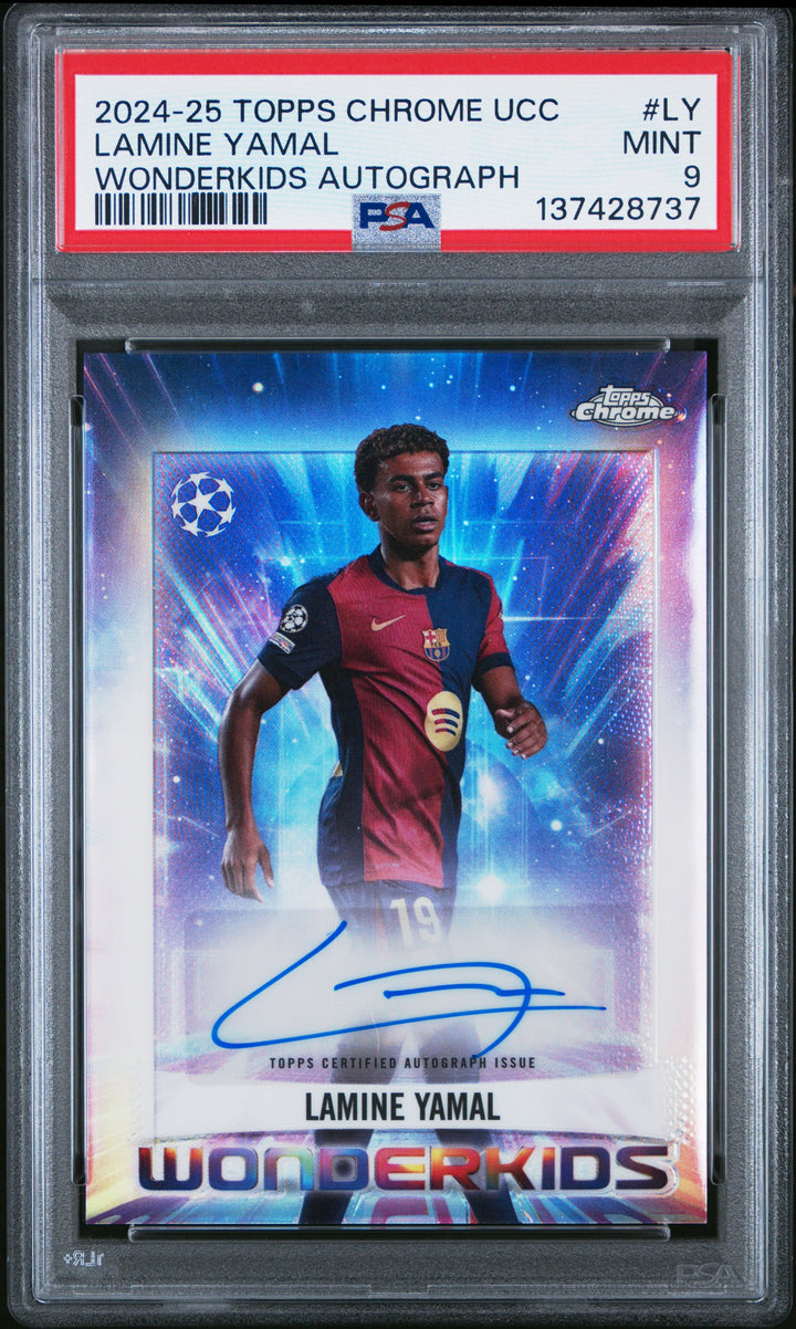 2024-25 TOPPS CHROME UCC WONDERKIDS LAMINE YAMAL AUTOGRAPH #WKA-LY PSA MINT 9