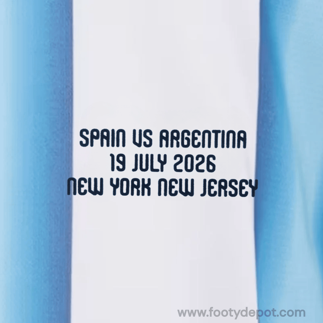 ARGENTINA vs SPAIN 19 JULY 2026 NEW YORK/JERSEY - REPLICA WORLD CUP MATCH TRANSFER (Argentina Home)