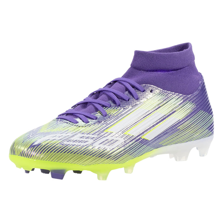 adidas F50 LEAGUE MID FG/MG FIRM GROUND CLEATS - Purple Rush/Lucid Lemon