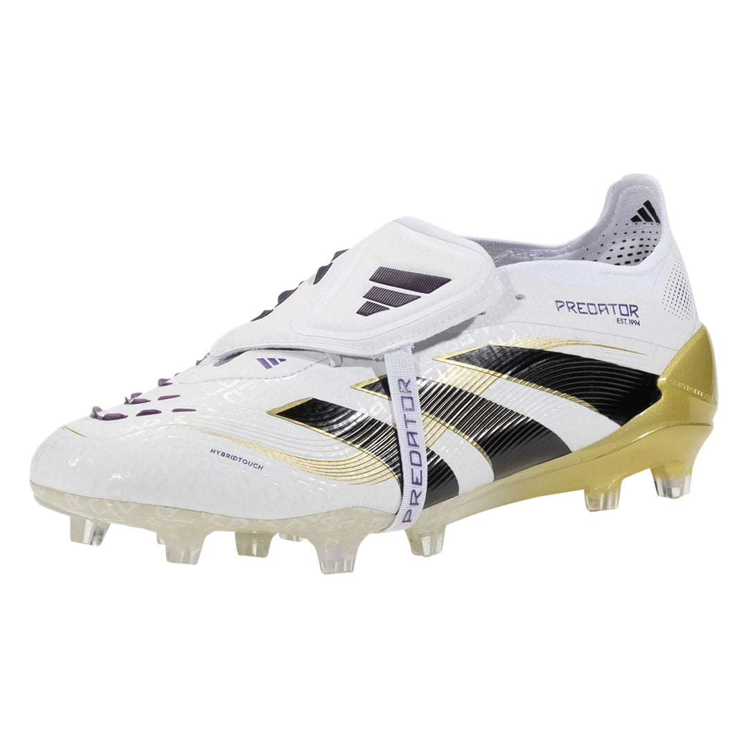 adidas PREDATOR ELITE FT FG SOCCER CLEAT - White/ Gold Metallic/ Core Black