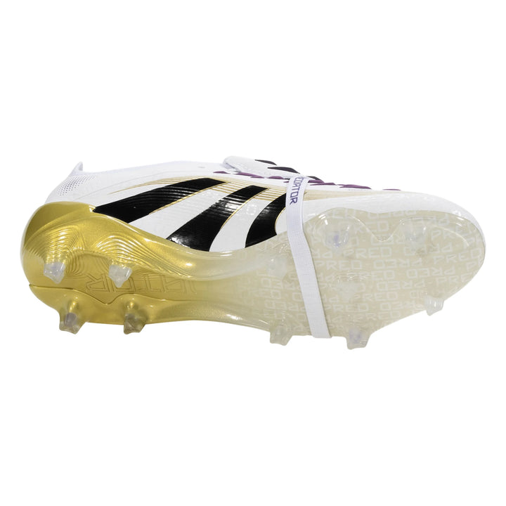 adidas PREDATOR ELITE FT FG SOCCER CLEAT - White/ Gold Metallic/ Core Black