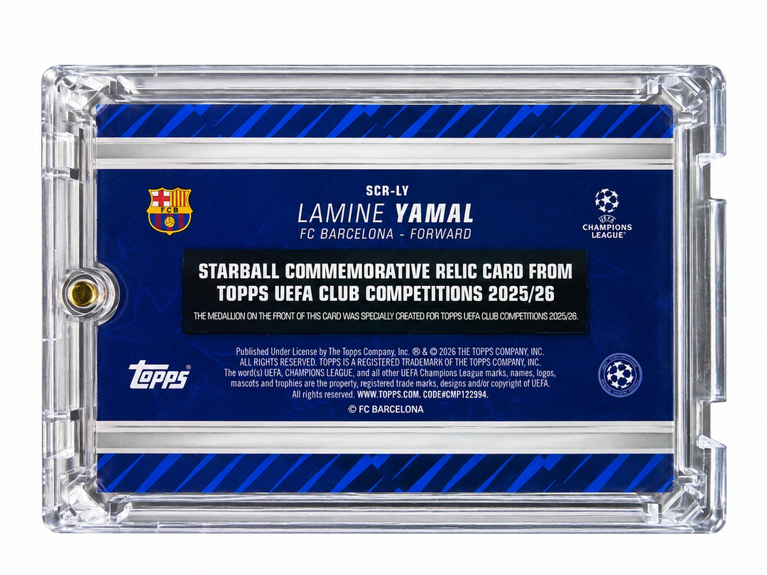 2025 TOPPS UEFA CLUB COMPETITIONS LAMINE YAMAL STARBALL COMM. RELIC (#SCR-LY)