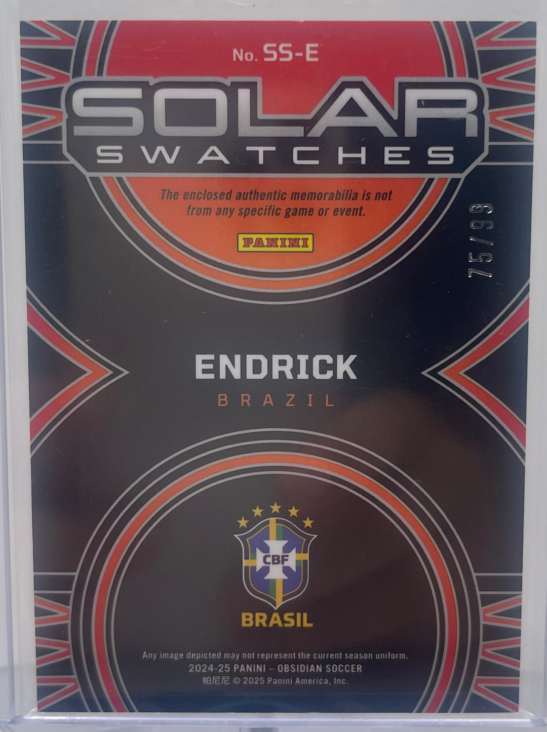 24/25 Solar Swatches Panini Obsidian Endrick Patch #75/99