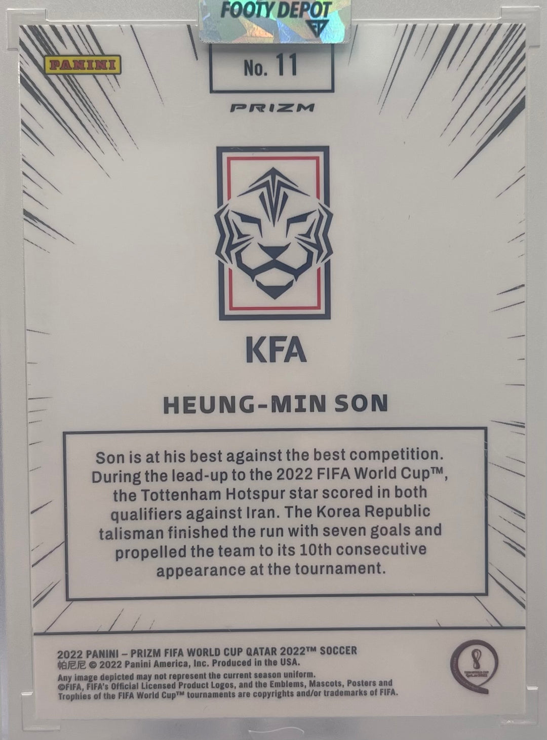 2022 Panini Prizm FIFA World Cup Qatar Heung-Min Son #11 Manga Case Hit SSP