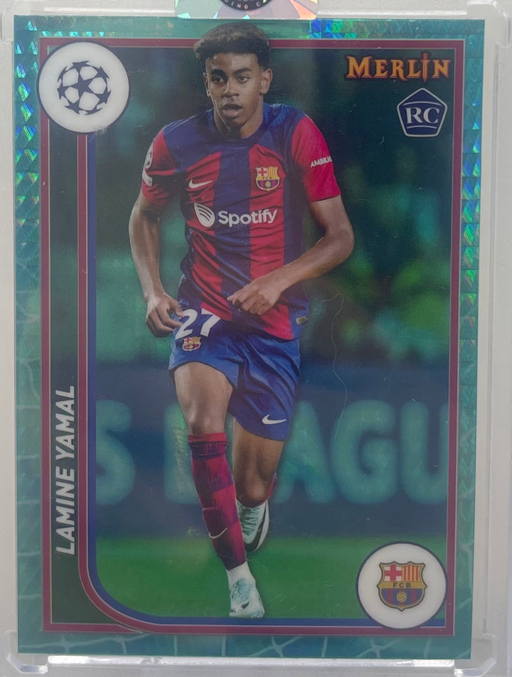 23/24 Topps Merlin Lamine Yamal Aqua Rookie Card