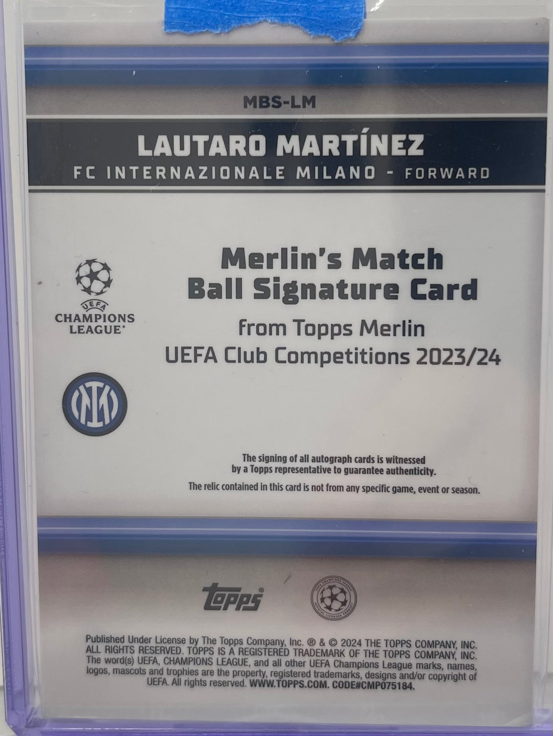 Lautaro Martinez 23/24 Topps Merlin Match Ball Case Hit Auto #22/25