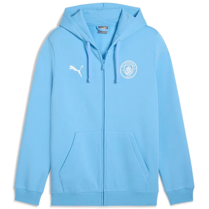 PUMA MANCHESTER CITY ESSENTIALS YOUTH ZIP-UP HOODIE