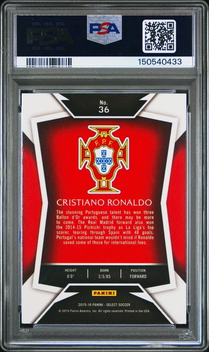 2015 PANINI SELECT CRISTIANO RONALDO WHITE JERSEY PORTUGAL MINT PSA 9
