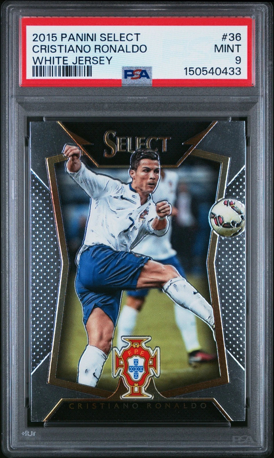 2015 PANINI SELECT CRISTIANO RONALDO WHITE JERSEY PORTUGAL MINT PSA 9
