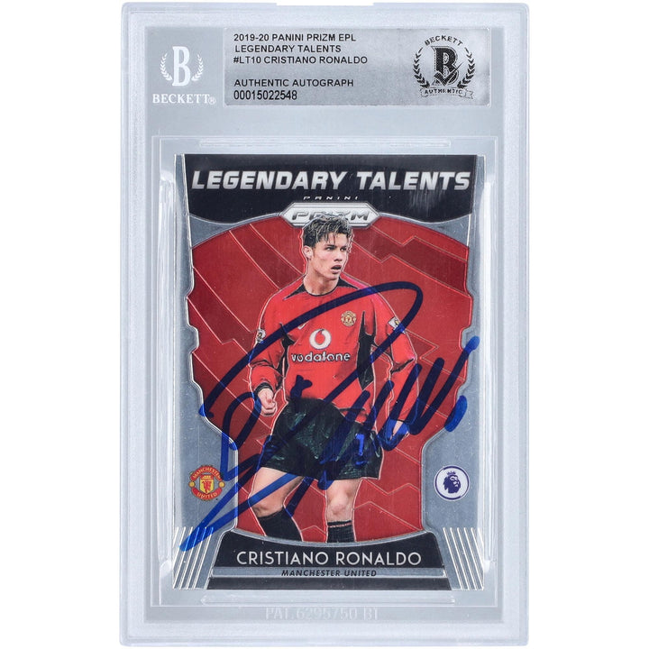 CRISTIANO RONALDO MUFC AUTOGRAPHED 2019-20 EPL PRIZM LEGENDARY TALENTS #LT-10 BAS Authenticated Card
